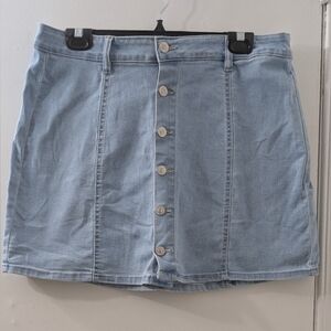 Light Blue Denim Button-Up Skirt